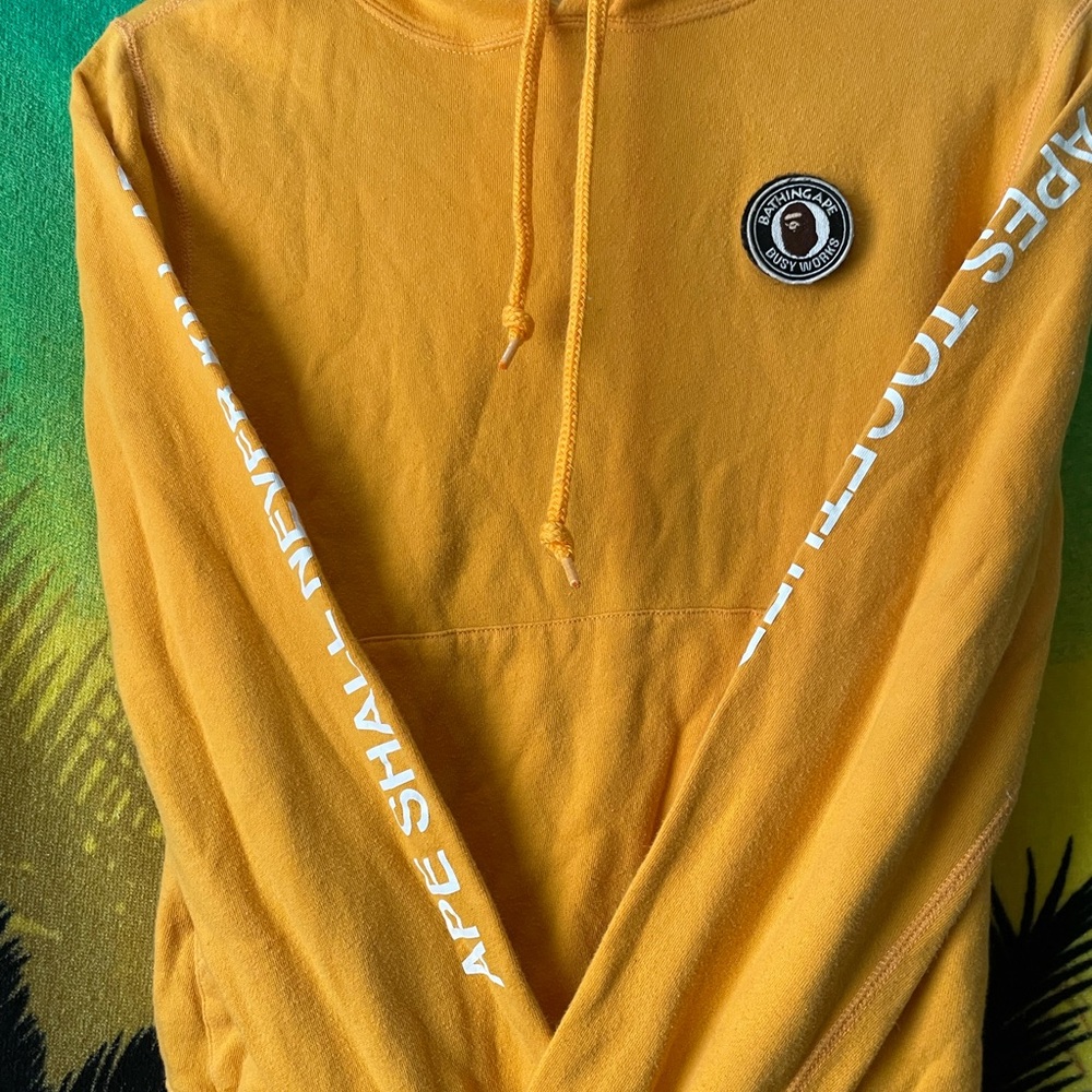 Bape Yellow Hoodie with Logo Patch